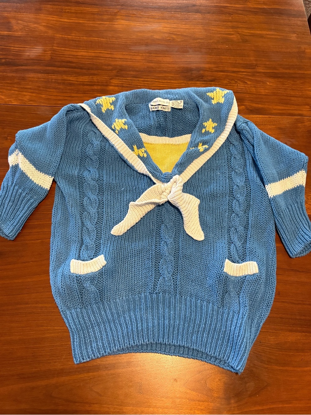 Vintage Robert Scott Ltd Hand Knit Sailor Sweater, Size M